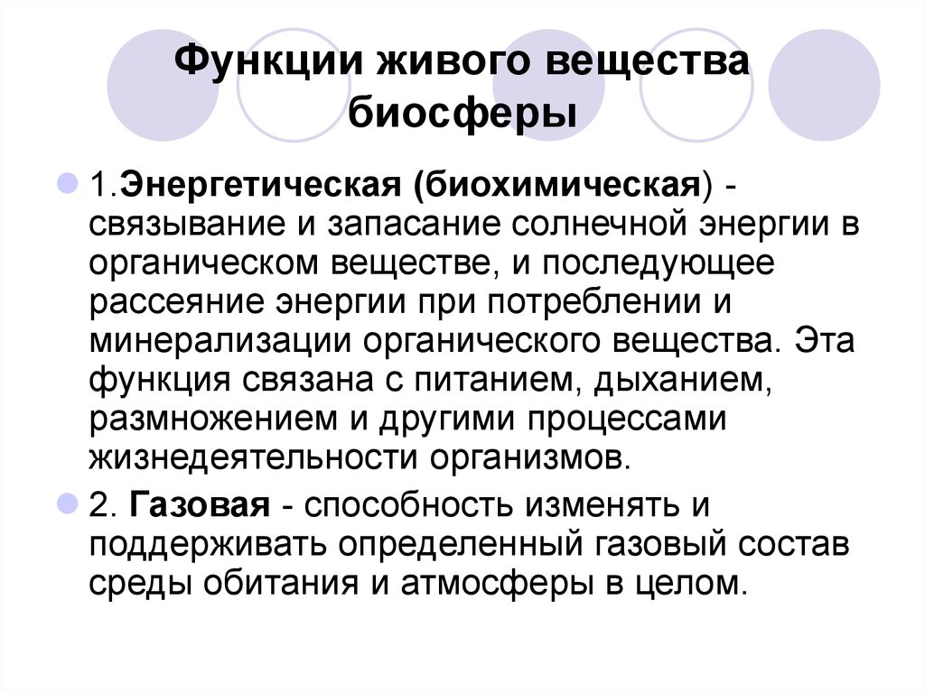 Функции живого вещества презентация