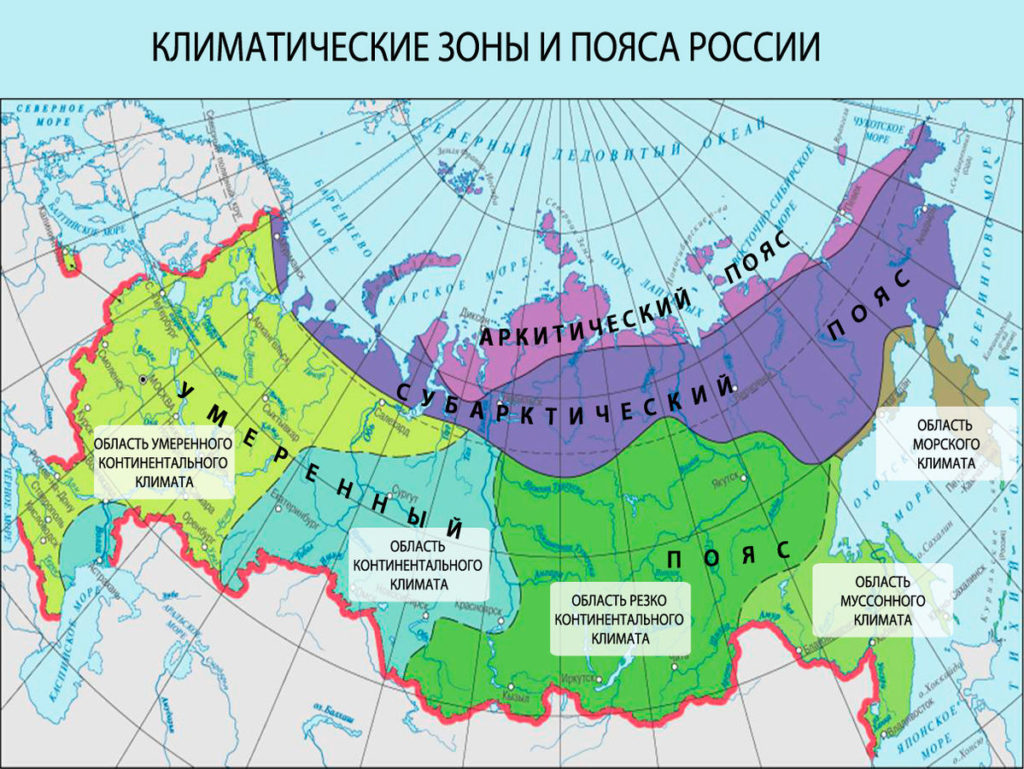 Климатические пояса россии: их климат и характеристики